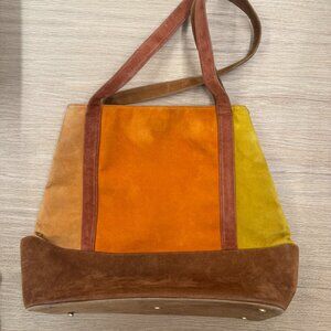 Claudio Merazzi Multi Color Swede Hand Bag. Silver Lame Lining.